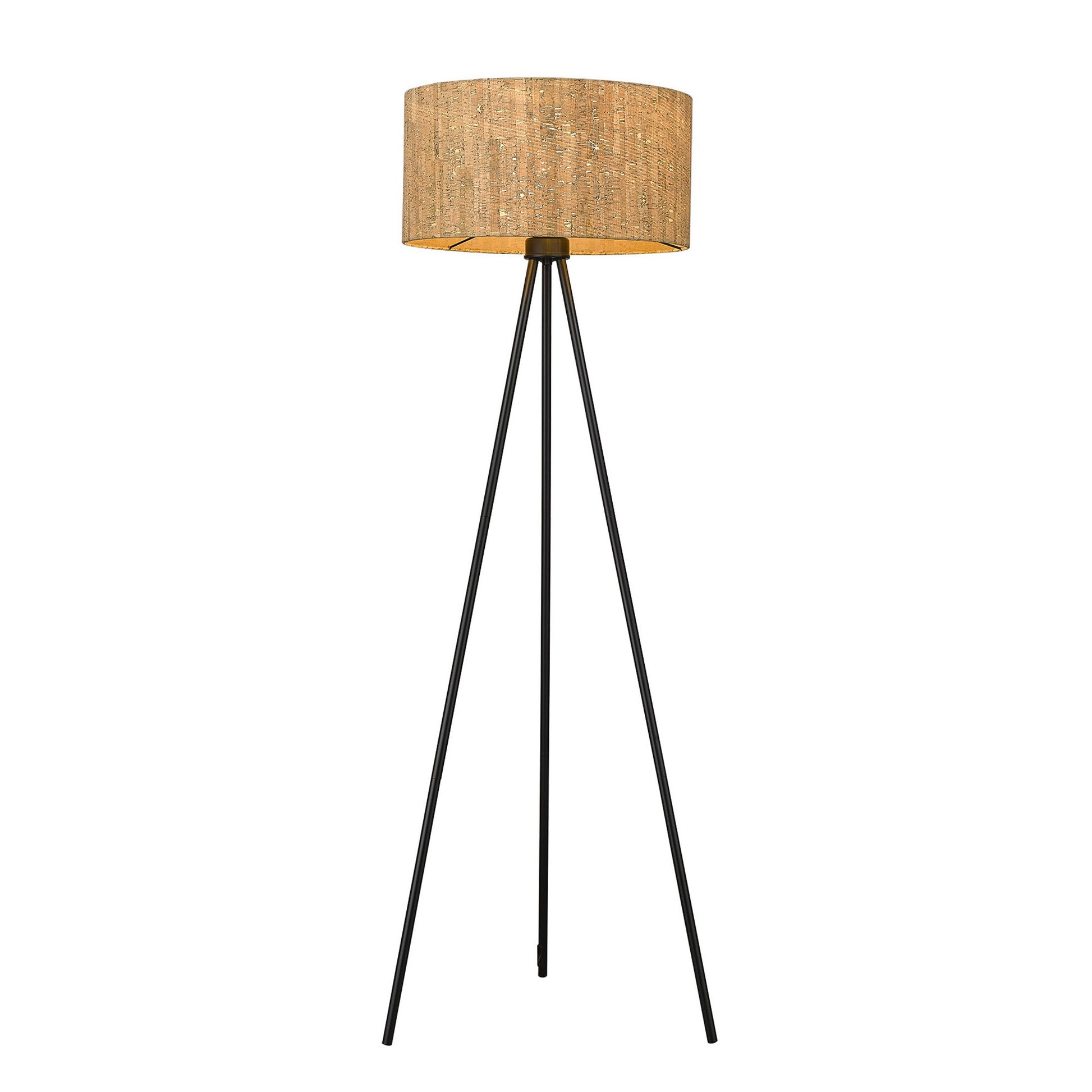 58" Brown And Black Tripod Floor Lamp With Brown Plastic Shade-Floor Lamps-DECOROLALA