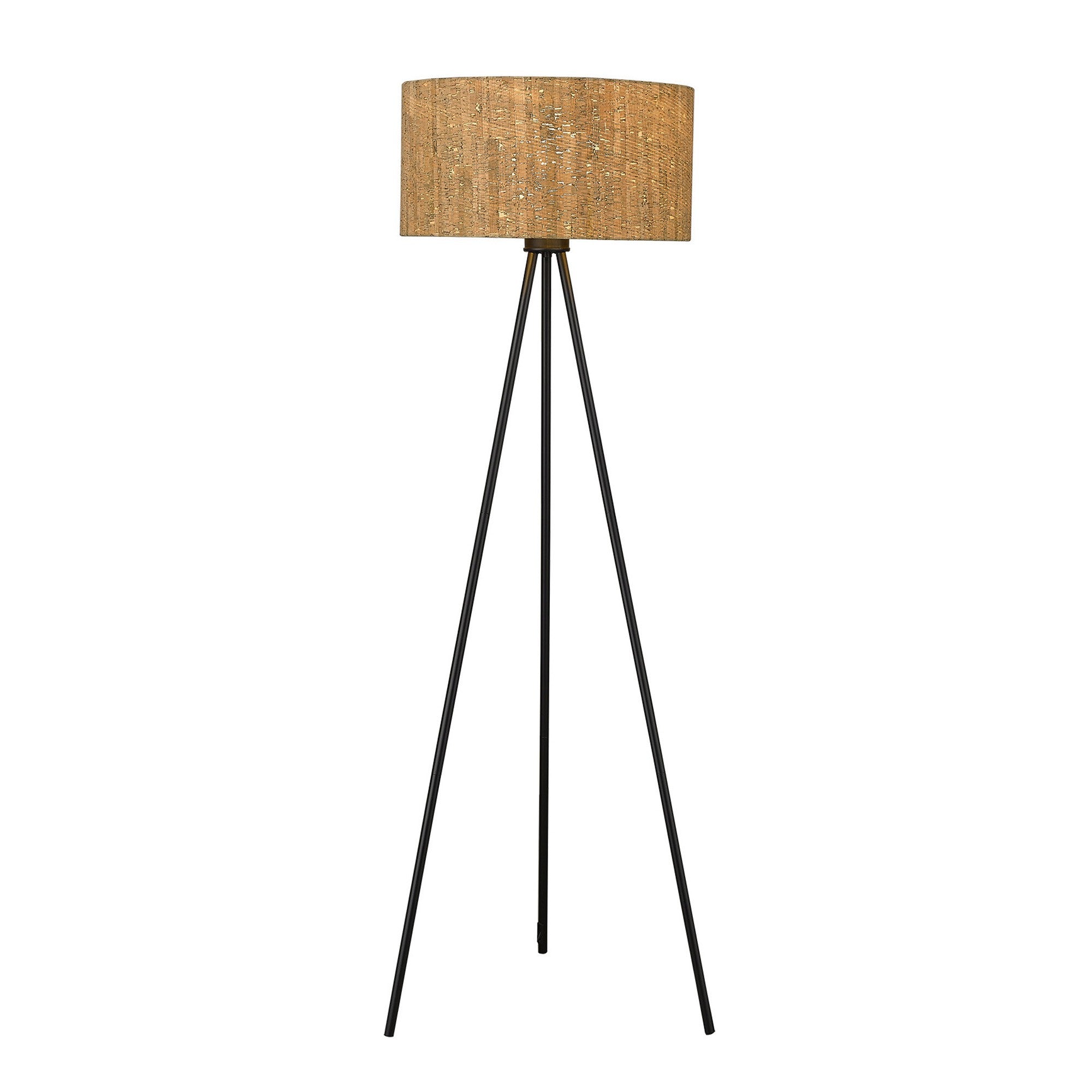58" Brown And Black Tripod Floor Lamp With Brown Plastic Shade-Floor Lamps-DECOROLALA