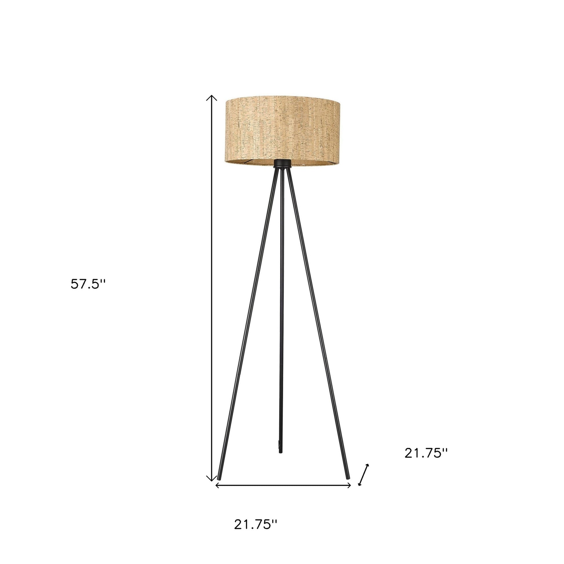 58" Brown And Black Tripod Floor Lamp With Brown Plastic Shade-Floor Lamps-DECOROLALA