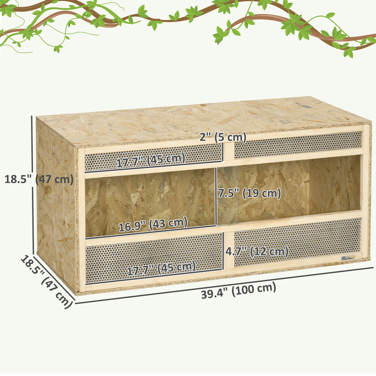 58 Gallon Reptile Terrarium - Wood Finish OSB with Sliding Doors-Small Animals-DECOROLALA