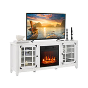 58 Inch Fireplace TV Stand with Adjustable Shelves for TVs up to 65 Inch-White-Entertainment Centers & TV Stands-DECOROLALA