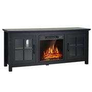 58 Inch Fireplace TV Stand with Remote Control for TVs up to 65 Inch-Black-Entertainment Centers & TV Stands-DECOROLALA