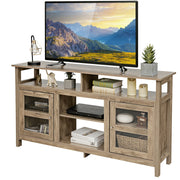 58 Inch TV Stand Entertainment Console Center with 2 Cabinets-Natural color-Entertainment Centers & TV Stands-DECOROLALA