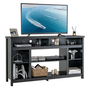 58 Inch TV Stand Entertainment Console Center with Adjustable Open Shelves-Black-Entertainment Centers & TV Stands-DECOROLALA