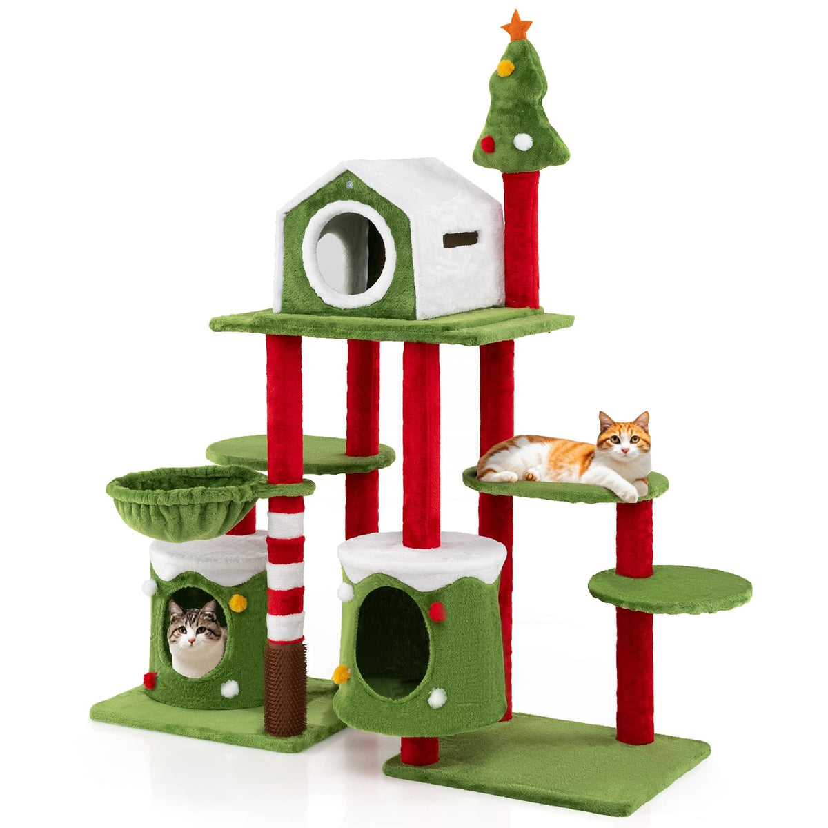 58 Inch Tall Cat Tree Tower Multi-level Pet Climbing and Jumping Tower Furniture with Condos-Cat Trees & Scratchers-DECOROLALA
