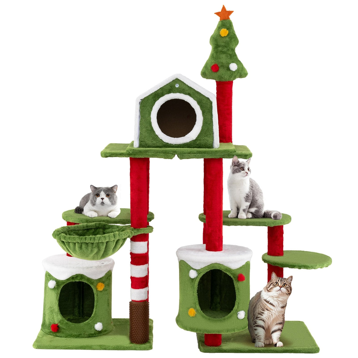 58 Inch Tall Cat Tree Tower Multi-level Pet Climbing and Jumping Tower Furniture with Condos-Cat Trees & Scratchers-DECOROLALA