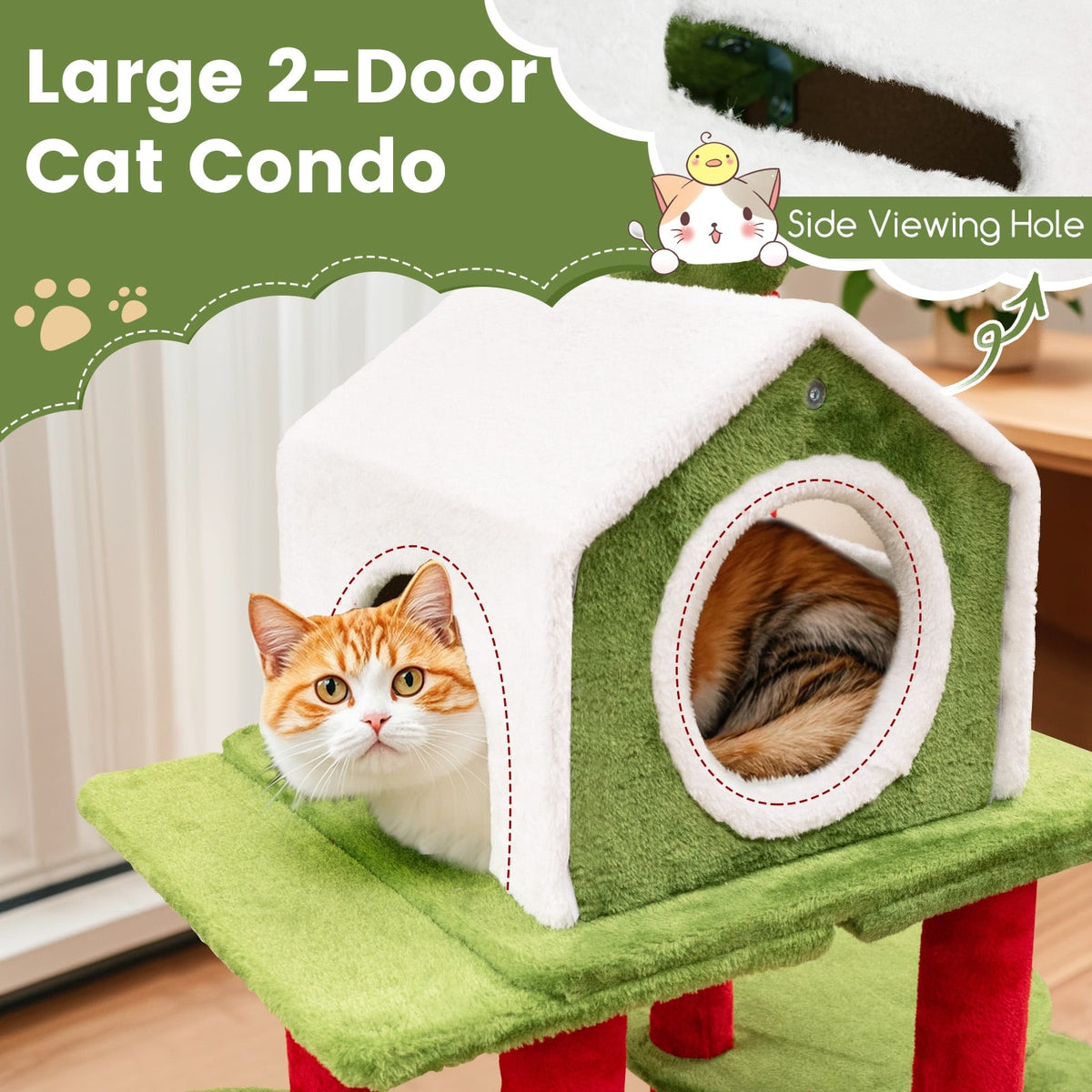 58 Inch Tall Cat Tree Tower Multi-level Pet Climbing and Jumping Tower Furniture with Condos-Cat Trees & Scratchers-DECOROLALA
