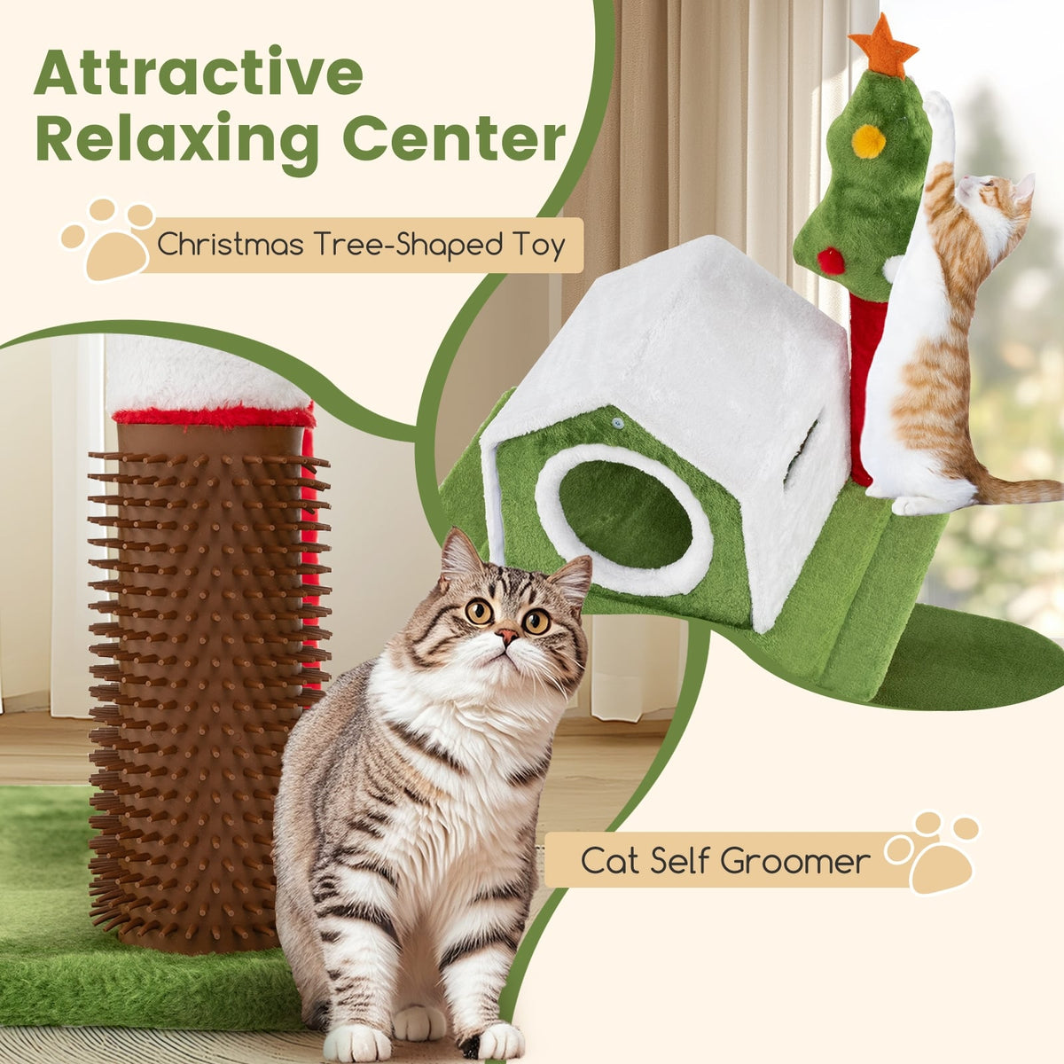 58 Inch Tall Cat Tree Tower Multi-level Pet Climbing and Jumping Tower Furniture with Condos-Cat Trees & Scratchers-DECOROLALA