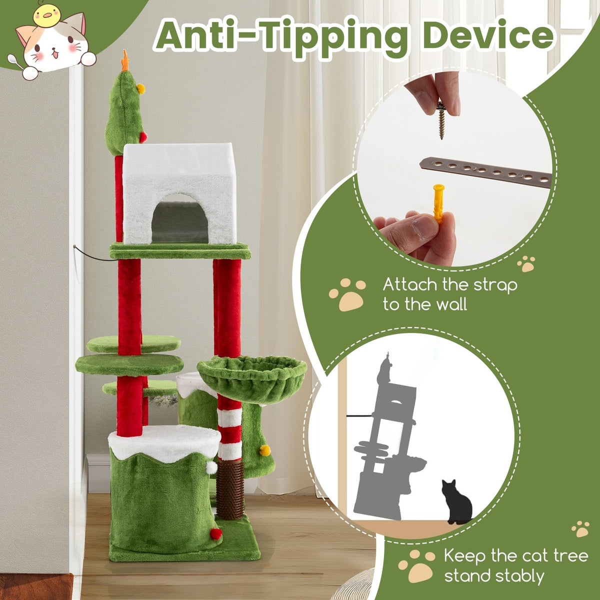 58 Inch Tall Cat Tree Tower Multi-level Pet Climbing and Jumping Tower Furniture with Condos-Cat Trees & Scratchers-DECOROLALA