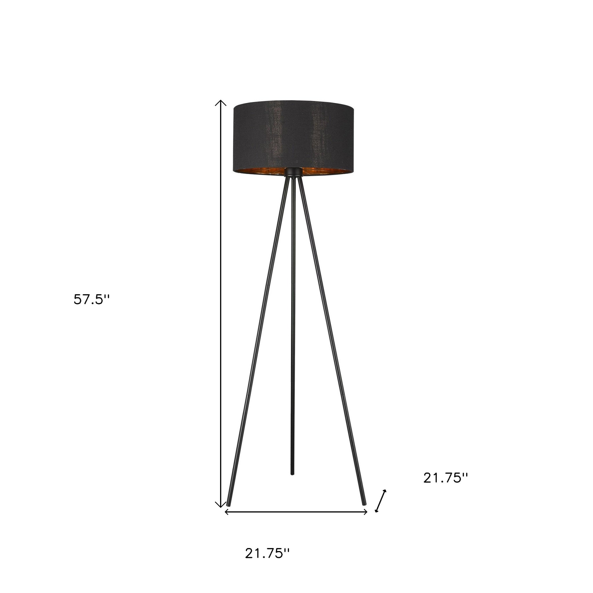 58" Matte Tripod Floor Lamp With Black Drum Shade-Floor Lamps-DECOROLALA