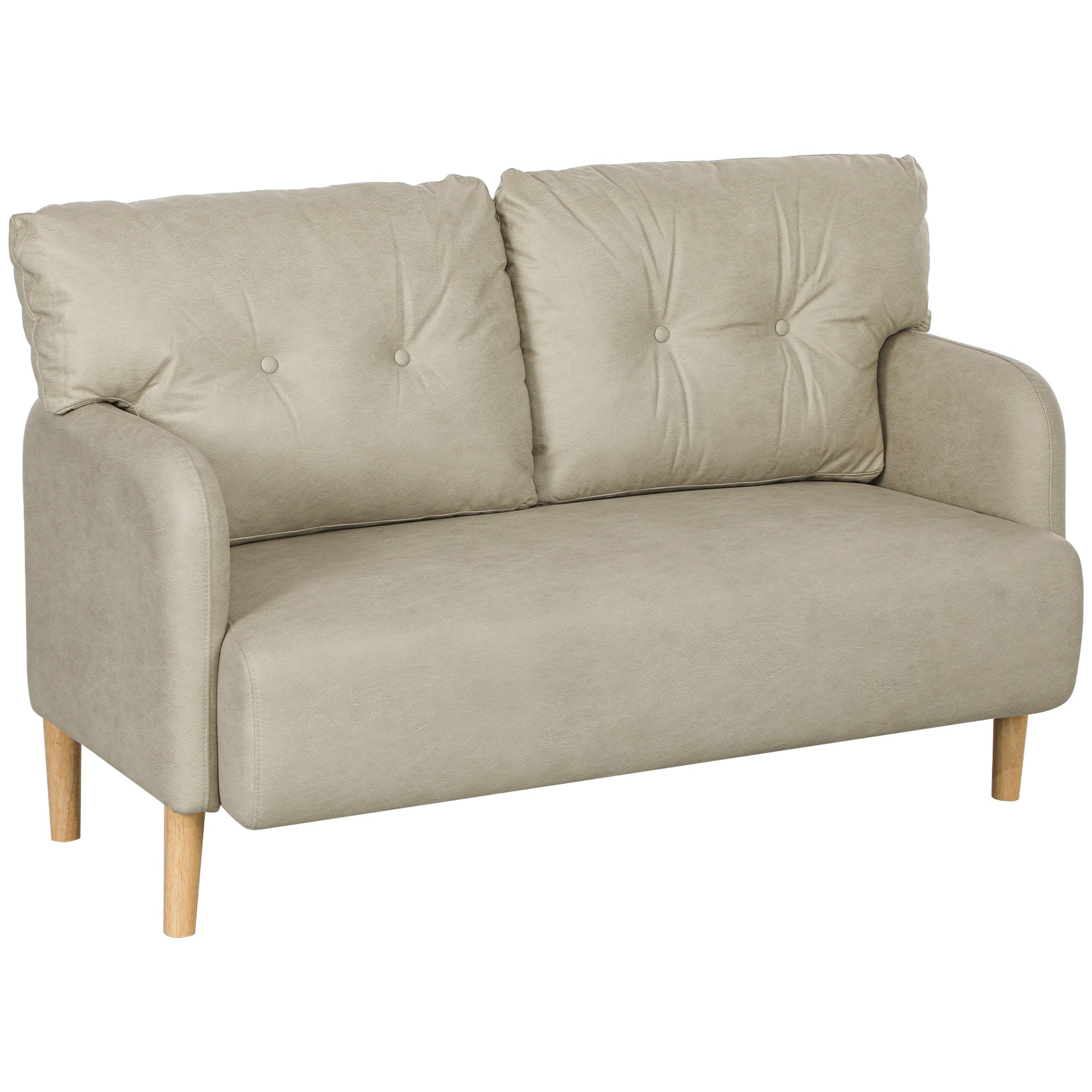 58" Modern 2 Seat Sofa - Grey Microfiber Upholstery Solid Wood Frame-DECOROLALA