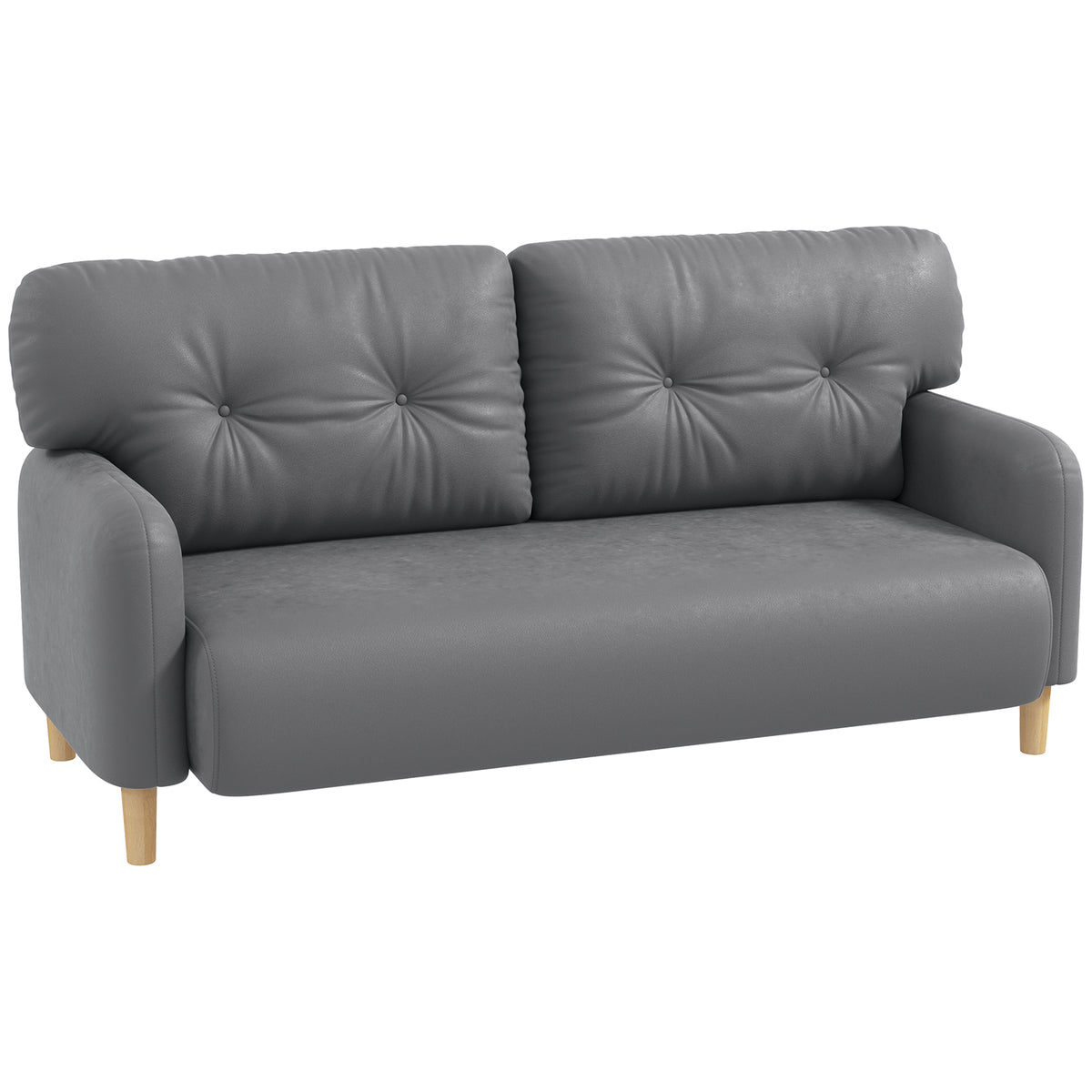 58" Modern 2 Seat Sofa - Grey Microfiber Upholstery Solid Wood Frame-DECOROLALA