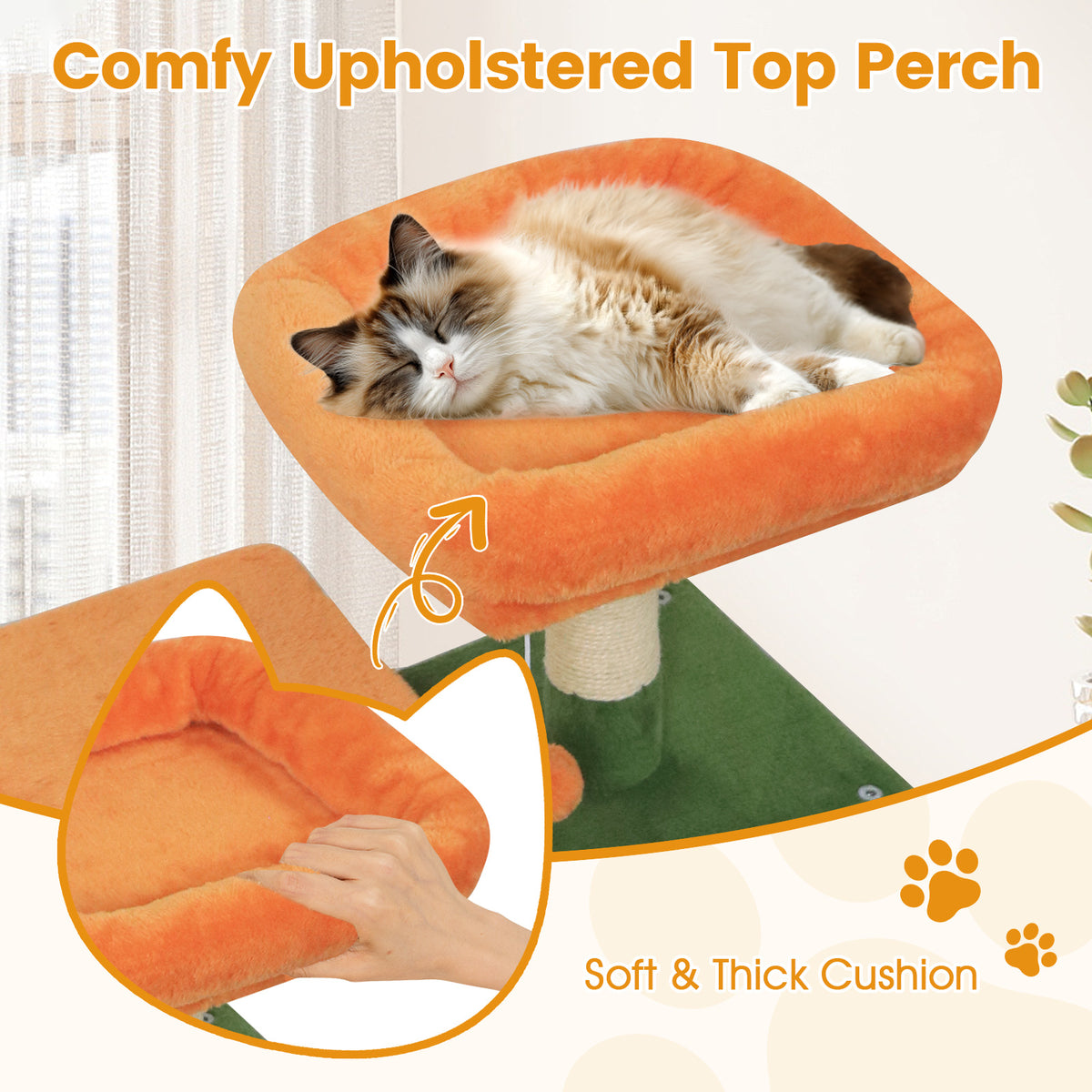 58" Multi-Level Cat Tree Soft Plush Cat Tower with Padded Top Perch-Green-Cat Trees & Scratchers-DECOROLALA