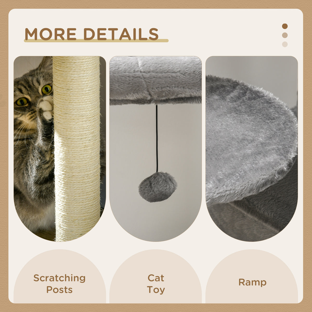 58" Multi-Level Cat Tree with Scratching Posts & Bed - Grey-Cats-DECOROLALA