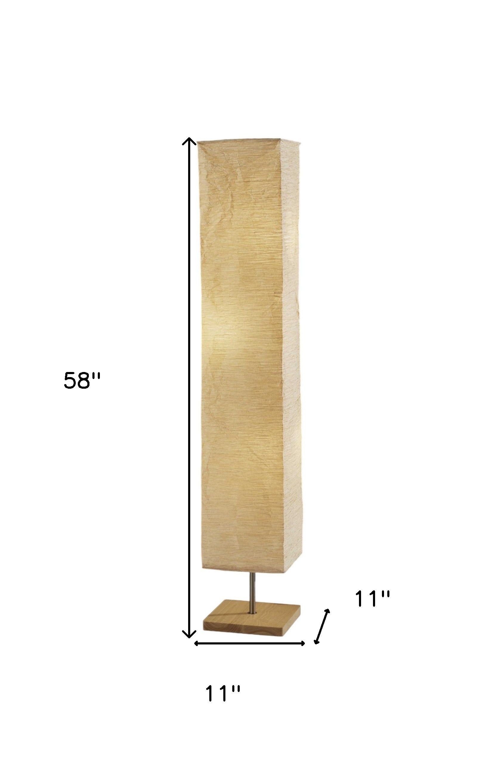 58" Natural Column Floor Lamp With Natural Paper Shade-Floor Lamps-DECOROLALA