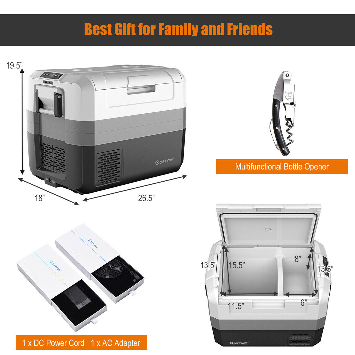 58 Quart Portable Electric Camping Car Cooler-Coolers-DECOROLALA