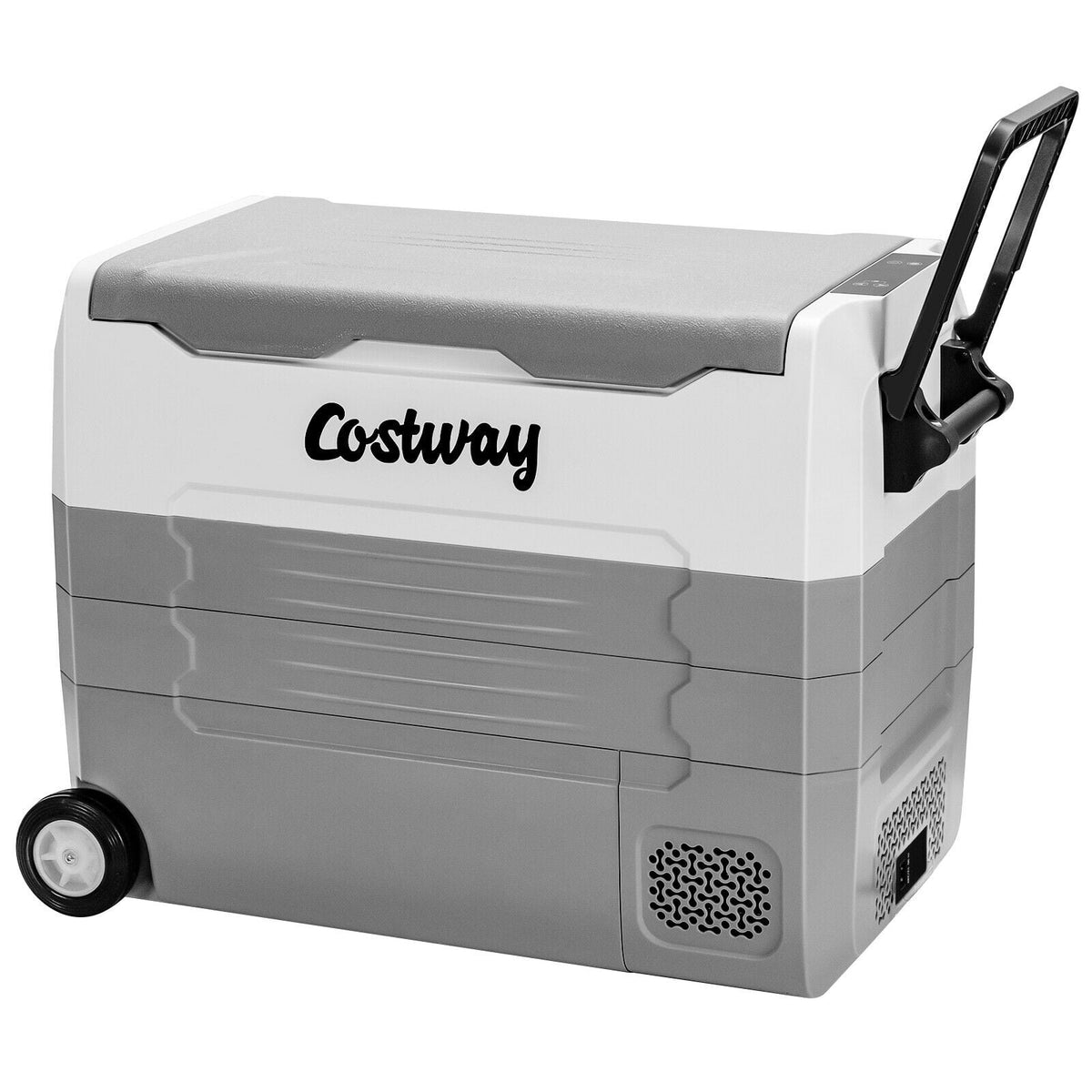 58 Quarts Car Refrigerator Portable RV Freezer Dual Zone with Wheel-Gray-Coolers-DECOROLALA