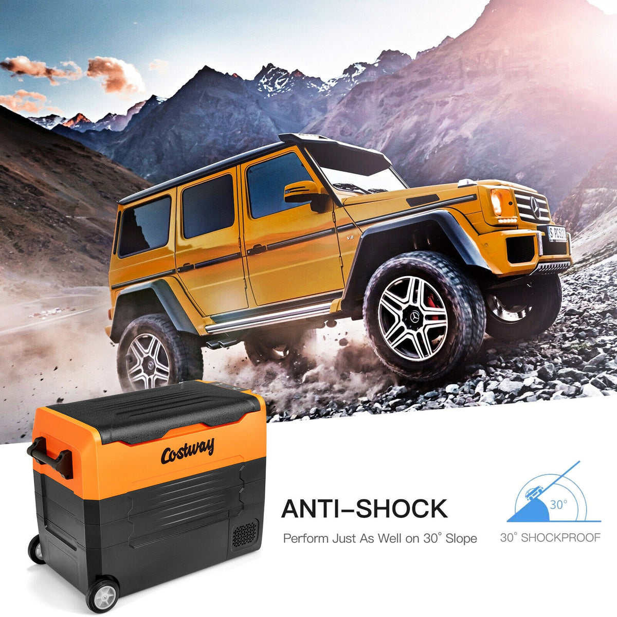 58 Quarts Car Refrigerator Portable RV Freezer Dual Zone with Wheel-Orange-Coolers-DECOROLALA