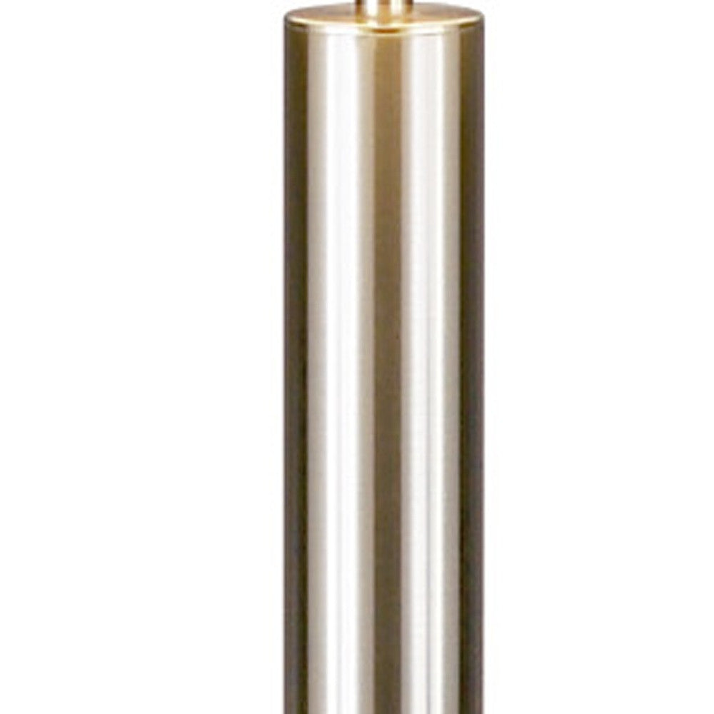 58" Silver Floor Lamp With White Fabric Drum Shade-Floor Lamps-DECOROLALA