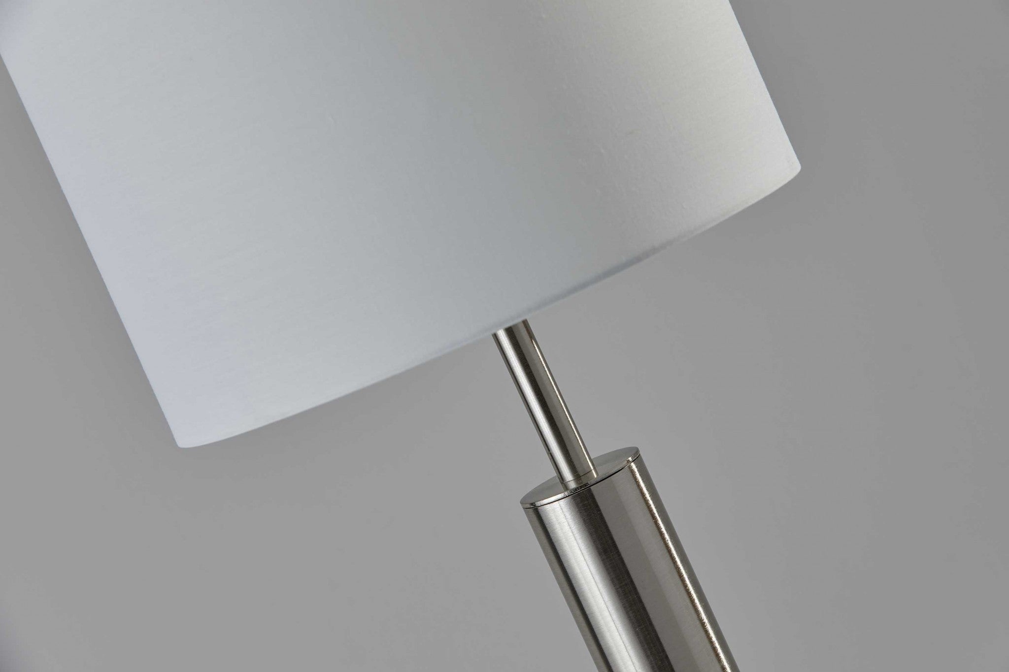 58" Silver Floor Lamp With White Fabric Drum Shade-Floor Lamps-DECOROLALA