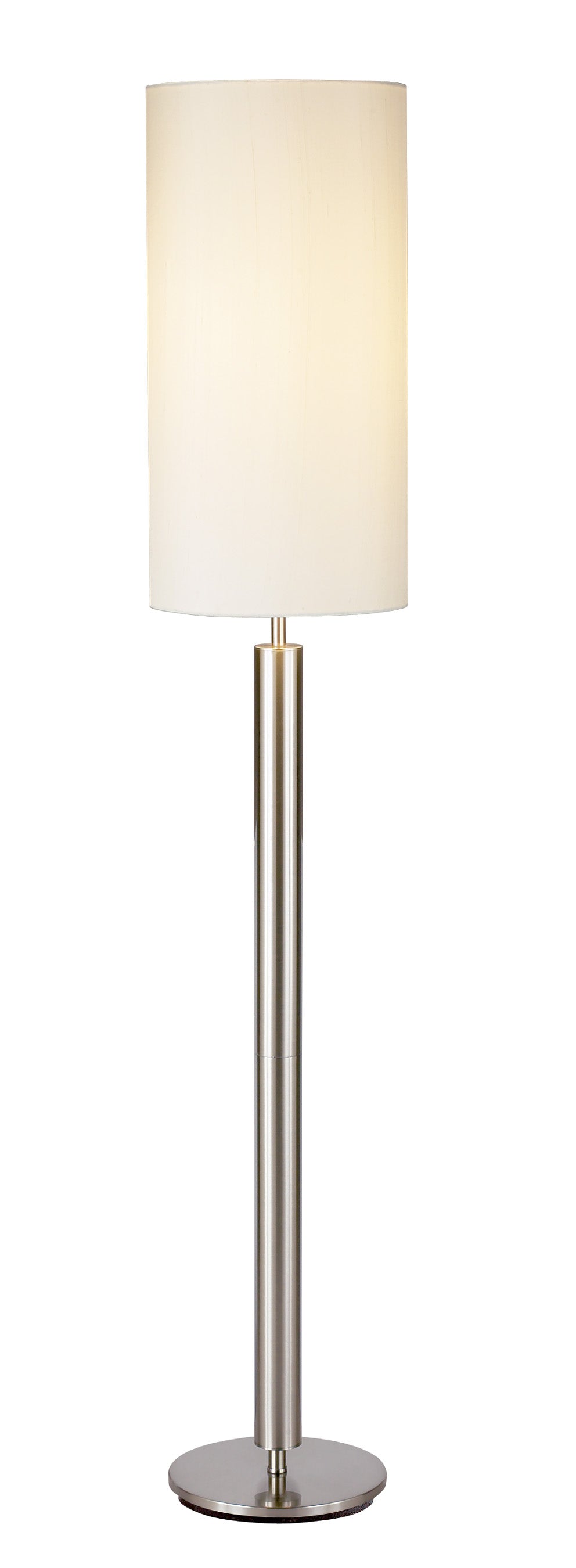 58" Silver Floor Lamp With White Fabric Drum Shade-Floor Lamps-DECOROLALA