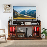 58" TV Stand with LED Lights and Remote - Rustic Brown-Entertainment Centers & TV Stands-DECOROLALA