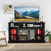 58" TV Stand with RGB LED Lights and Remote Control - Black-Entertainment Centers & TV Stands-DECOROLALA