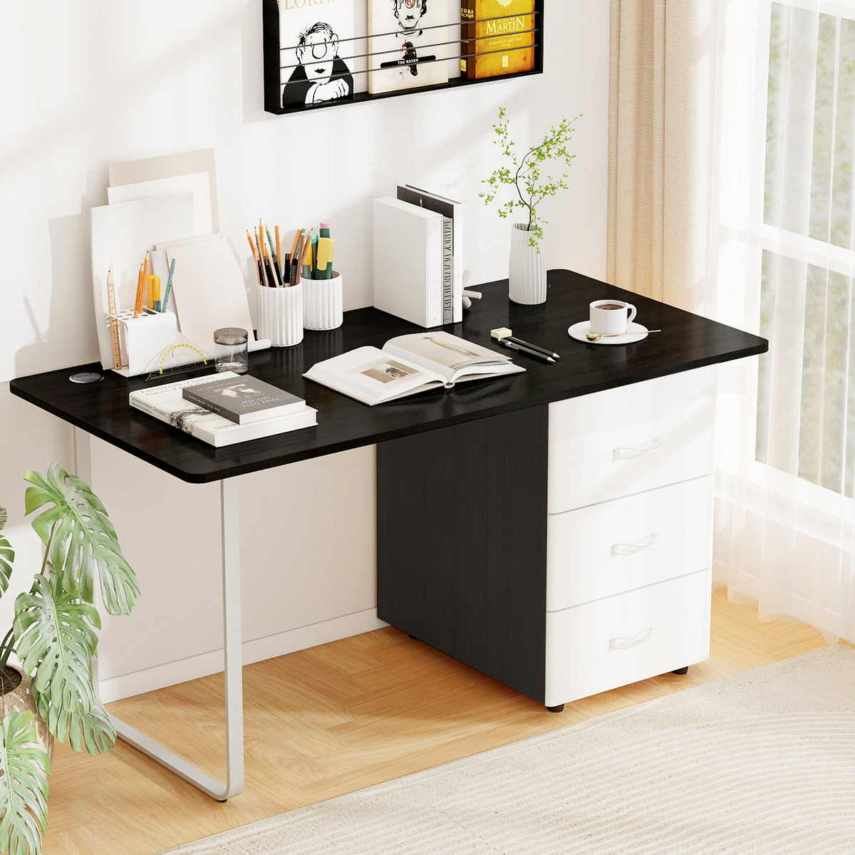 58" x 28" Universal Tabletop for Standard and Standing Desk Frame-Black-Standing Desks-DECOROLALA