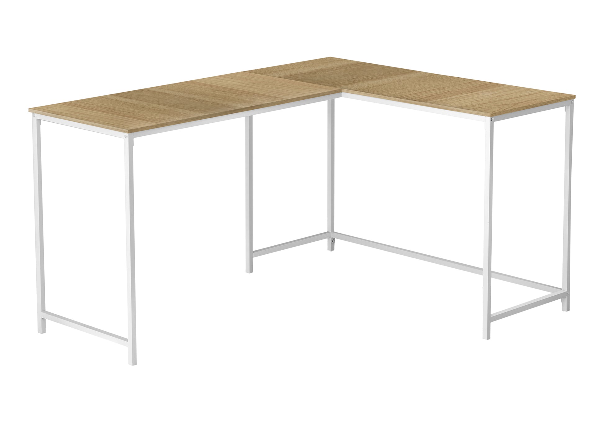 58"L Corner Computer Desk, Espresso Top, Black Metal Base-Computer Desk-DECOROLALA