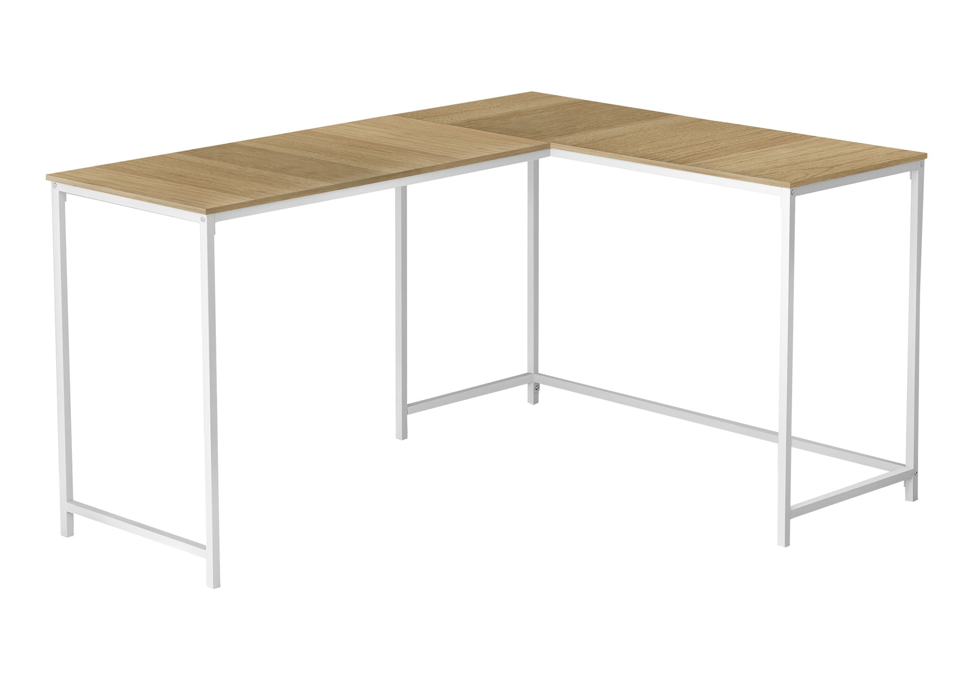 58"L Corner Computer Desk, Espresso Top, Black Metal Base-Computer Desk-DECOROLALA