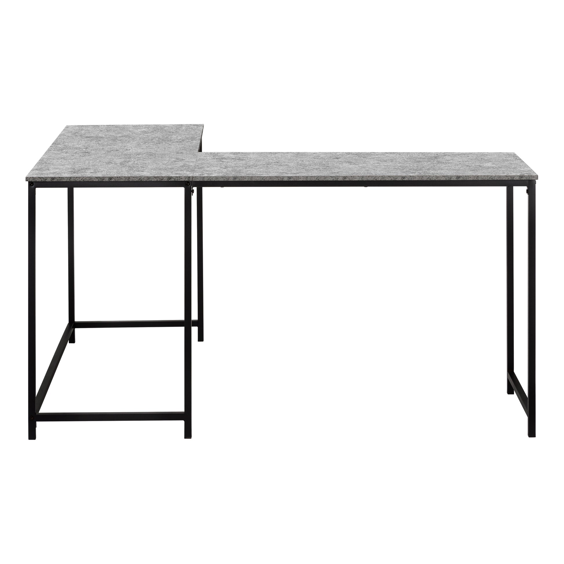 58"L Corner Computer Desk, Espresso Top, Black Metal Base-Computer Desk-DECOROLALA