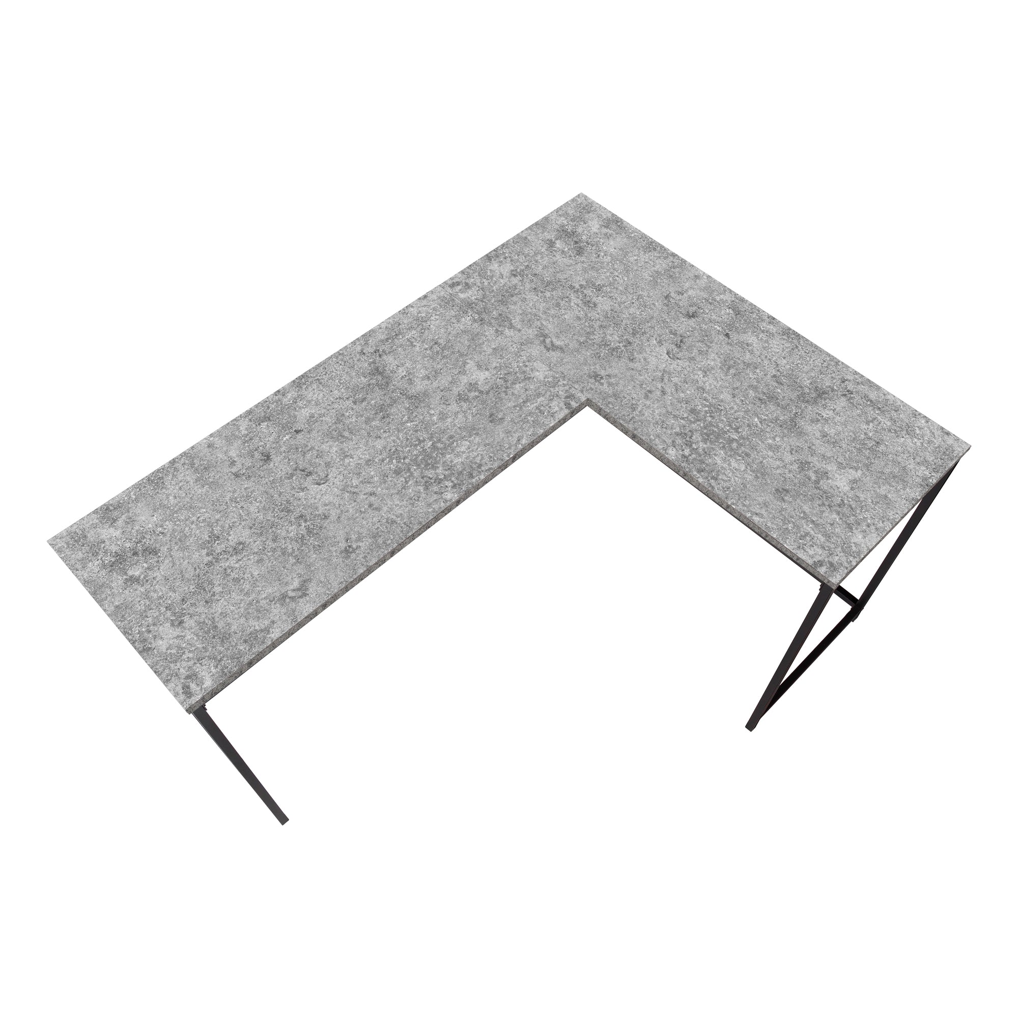 58"L Corner Computer Desk, Espresso Top, Black Metal Base-Computer Desk-DECOROLALA