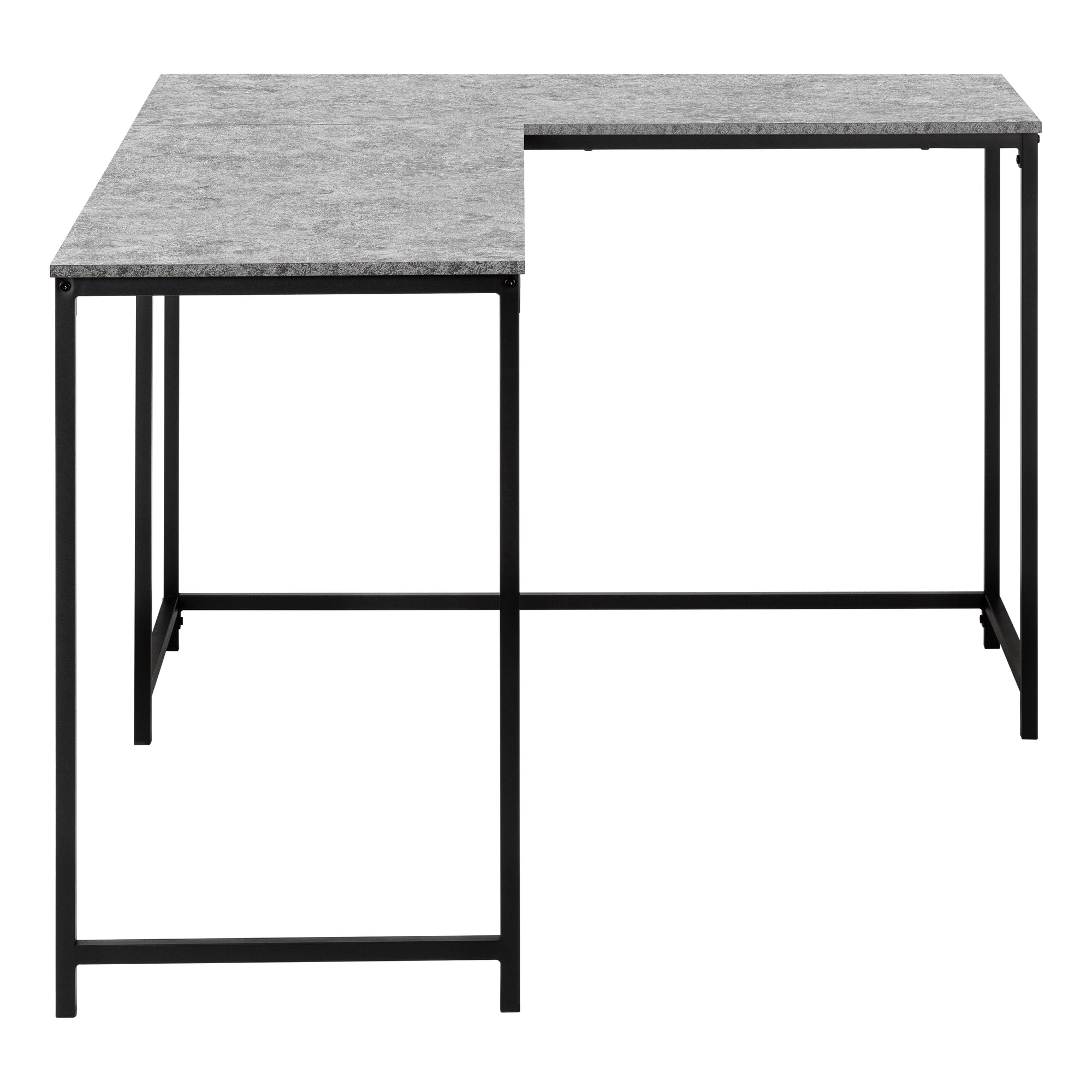 58"L Corner Computer Desk, Espresso Top, Black Metal Base-Computer Desk-DECOROLALA