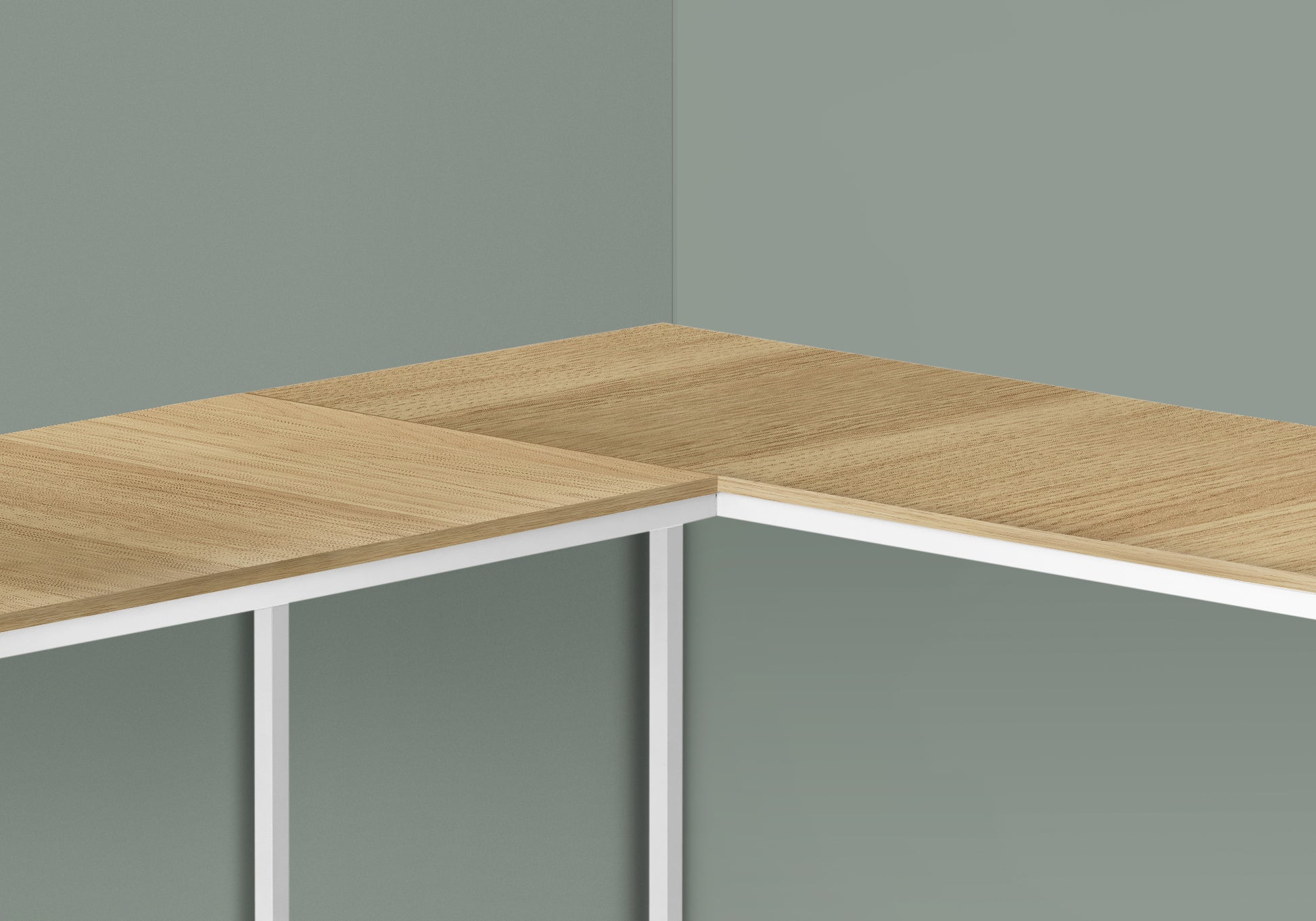 58"L Corner Computer Desk, Espresso Top, Black Metal Base-Computer Desk-DECOROLALA