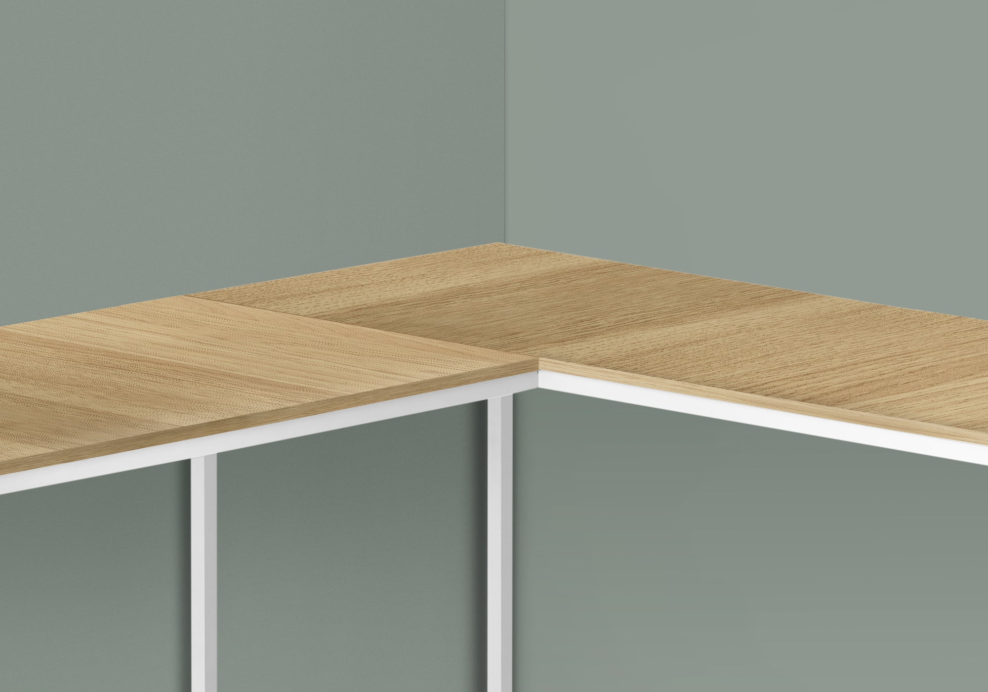 58"L Corner Computer Desk, Espresso Top, Black Metal Base-Computer Desk-DECOROLALA