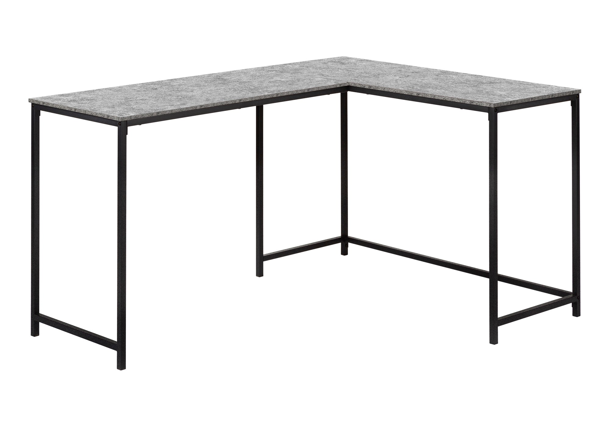 58"L Corner Computer Desk, Espresso Top, Black Metal Base-Computer Desk-DECOROLALA