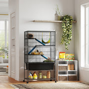 59" 5-Tier Rolling Small Animal Cage - Dark Grey 6.3" Deep Tray-Small Animals-DECOROLALA