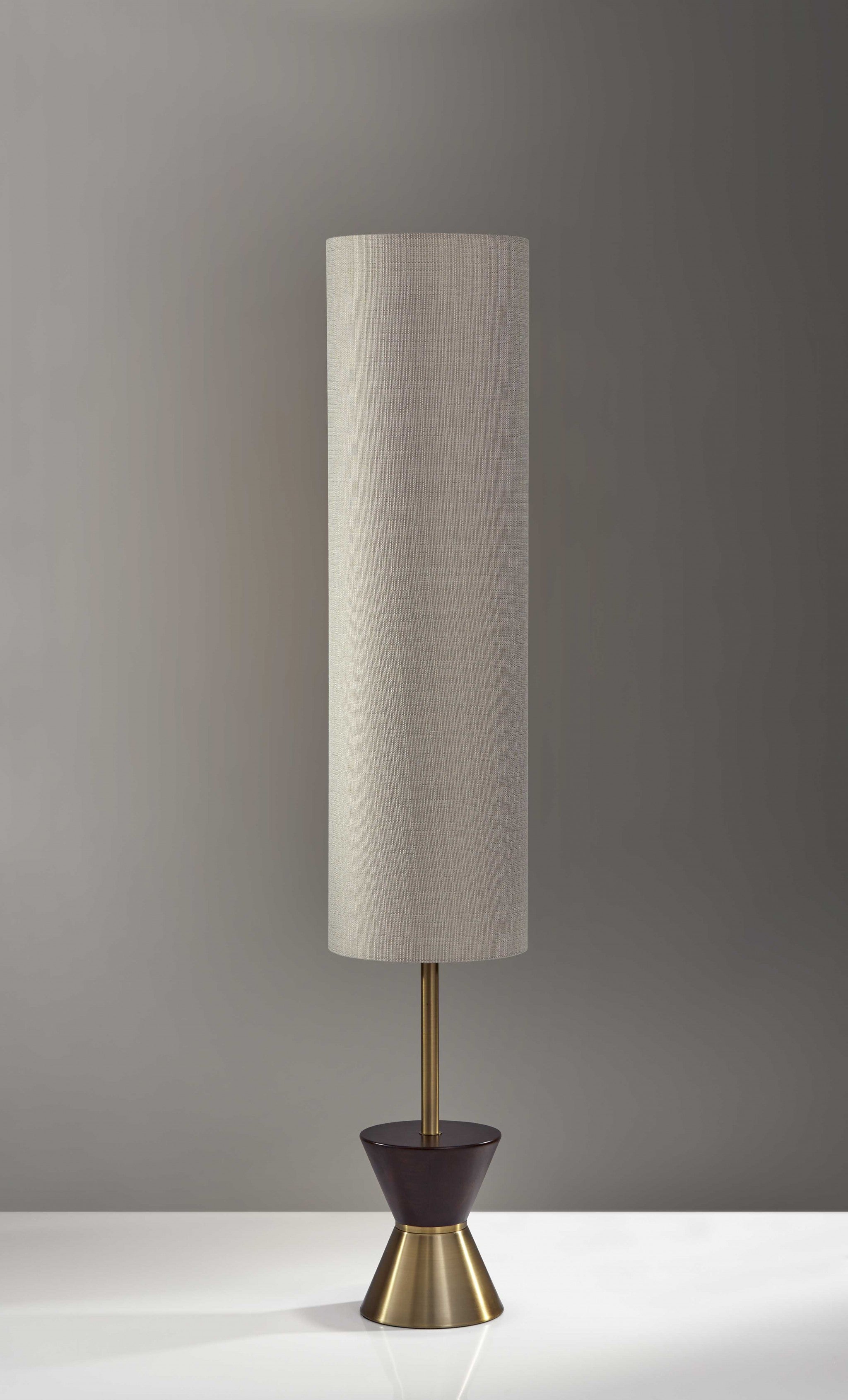 59" Brass Column With Beige Fabric Shade-Floor Lamps-DECOROLALA
