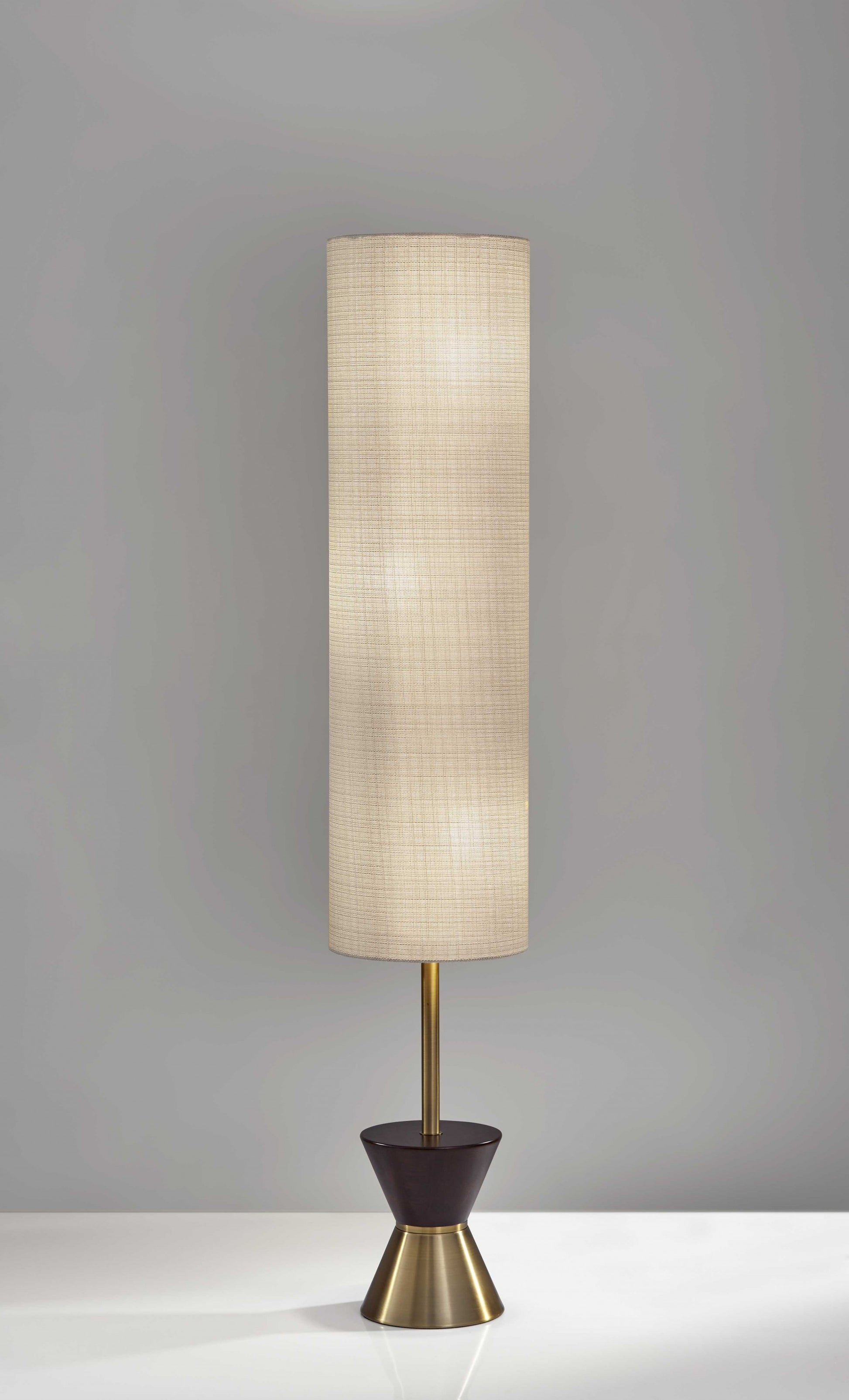 59" Brass Column With Beige Fabric Shade-Floor Lamps-DECOROLALA
