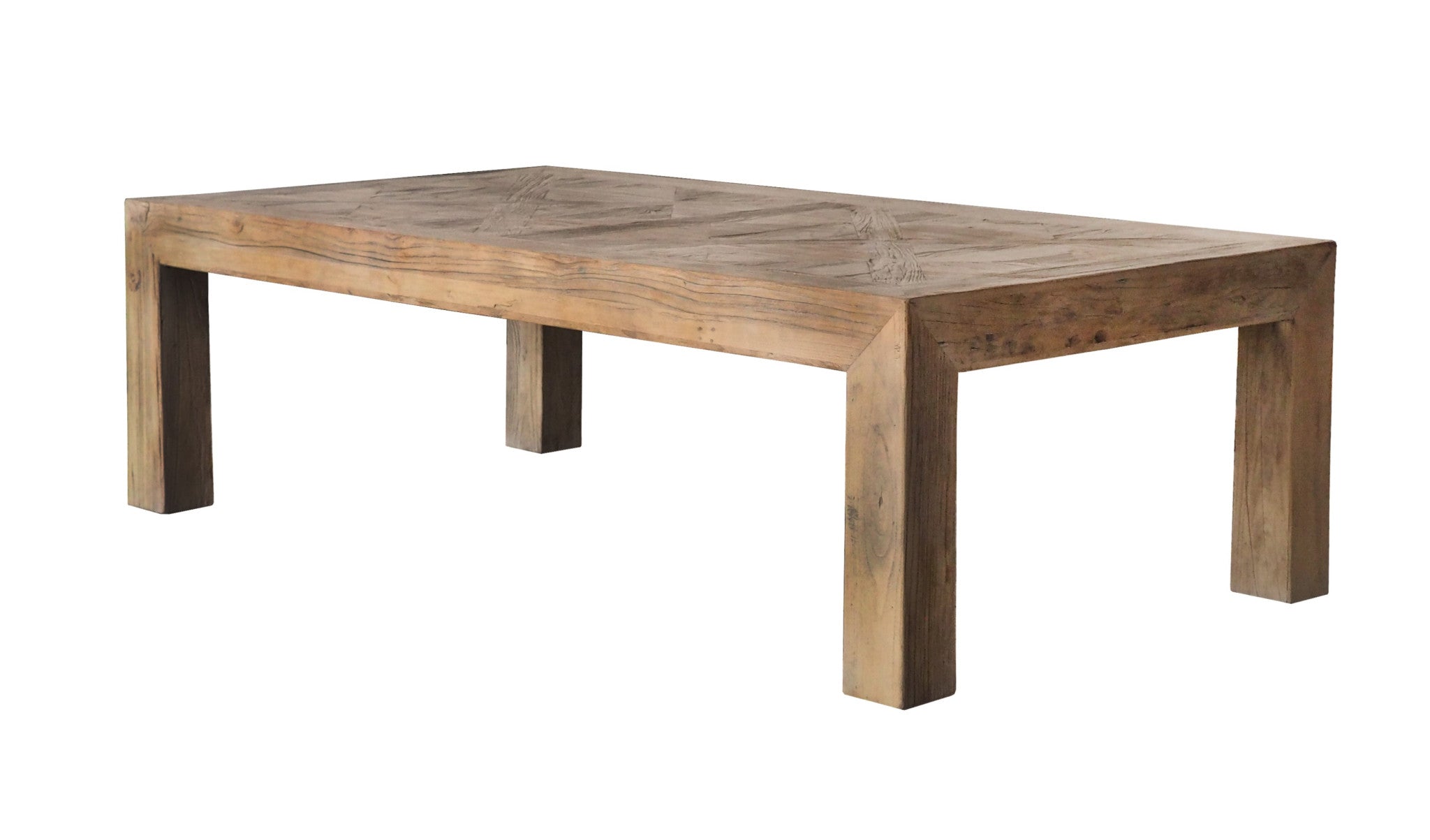 59" Brown Solid Wood Distressed Coffee Table-Coffee Tables-DECOROLALA