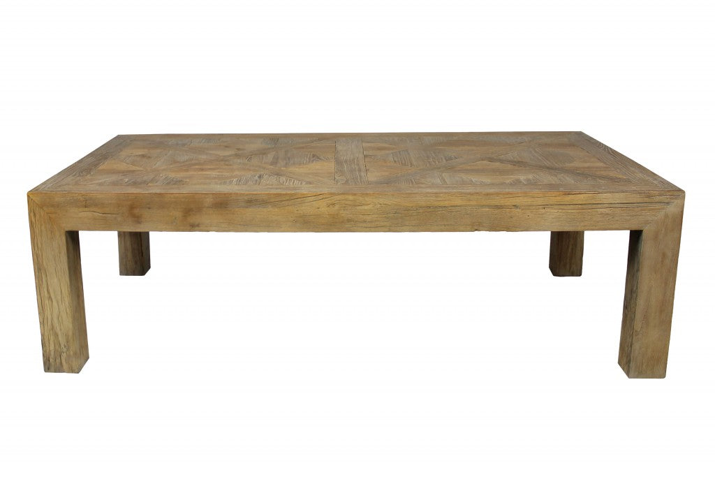 59" Brown Solid Wood Distressed Coffee Table-Coffee Tables-DECOROLALA