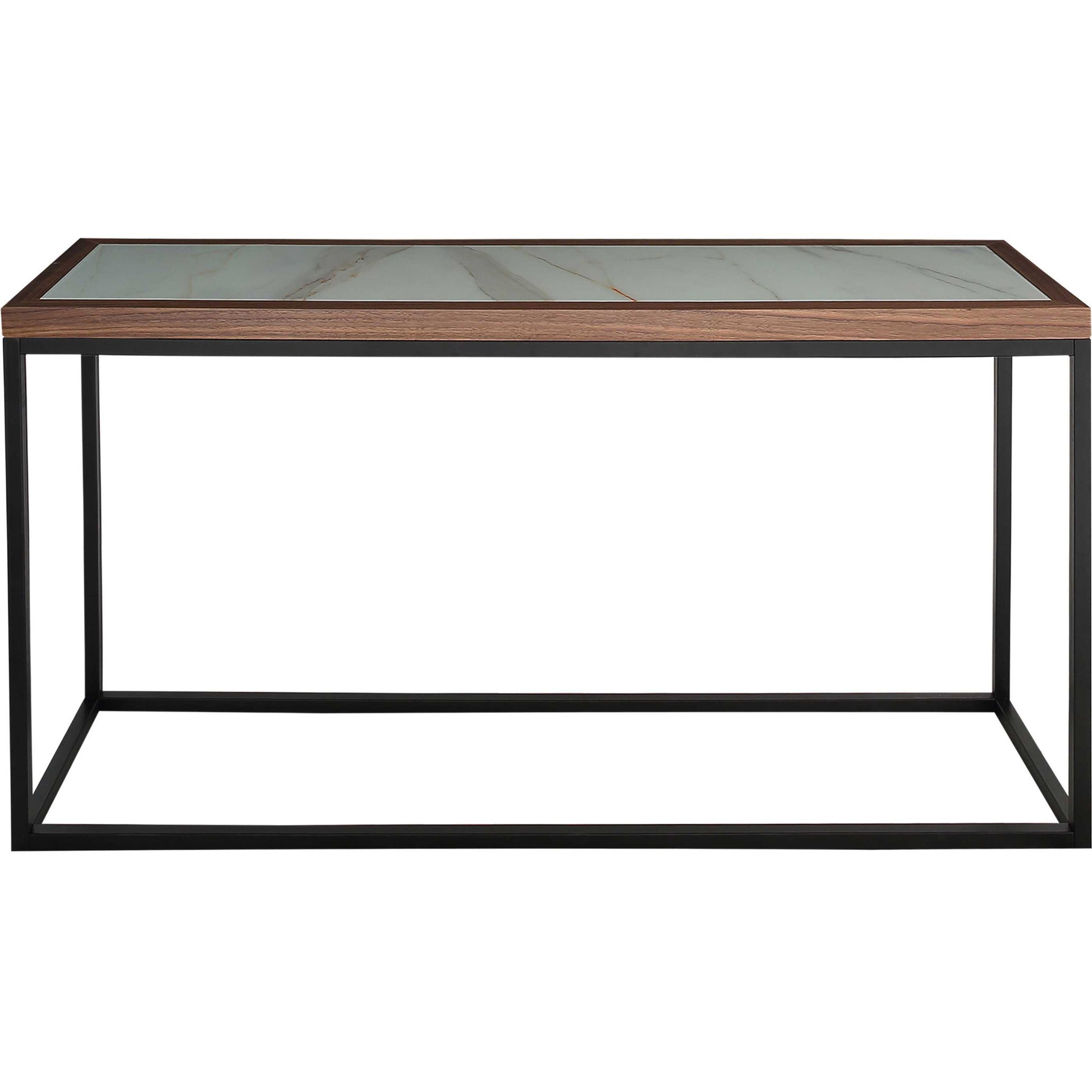 59" Brown White and Black Genuine Marble Frame Console Table-Console Tables-DECOROLALA
