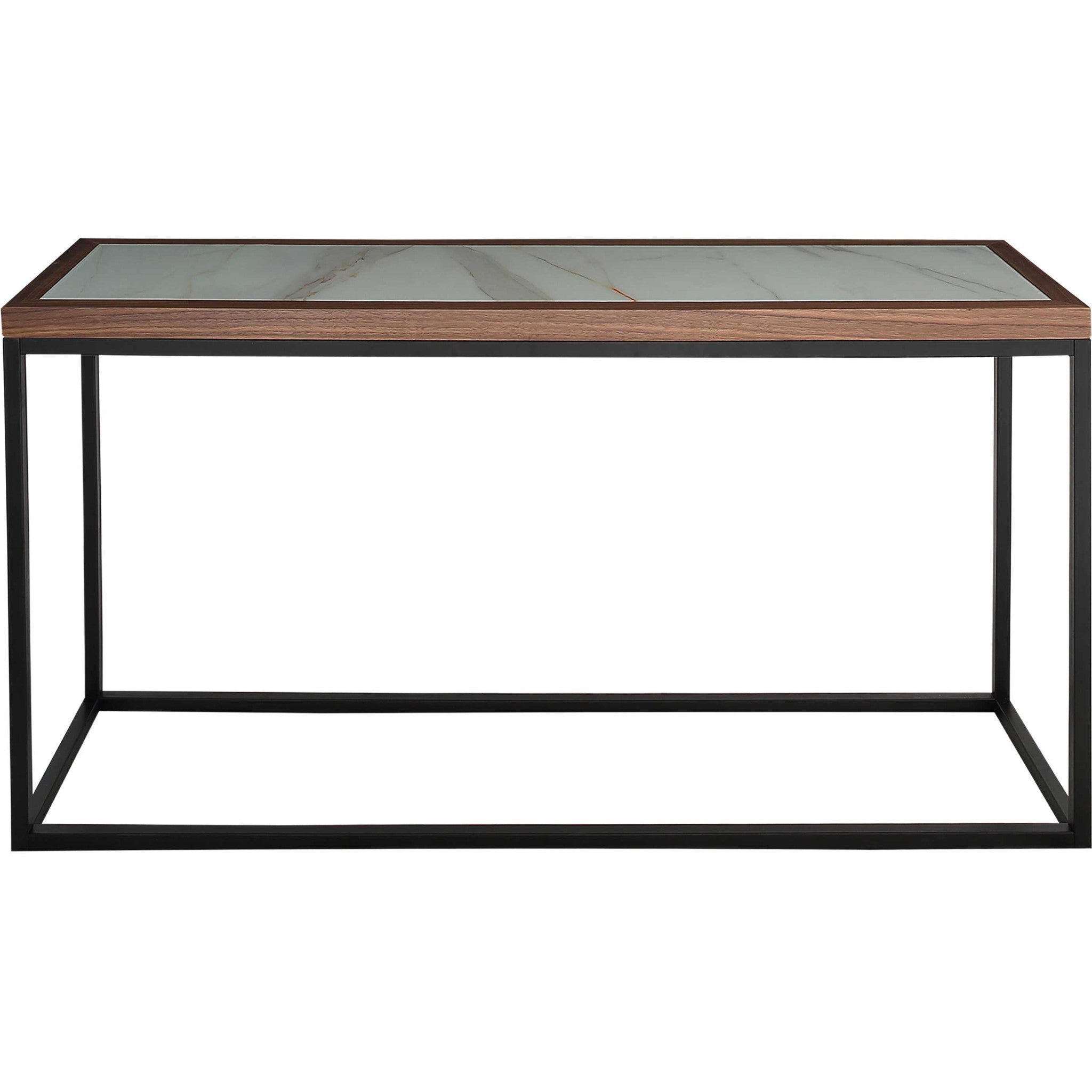 59" Brown White and Black Genuine Marble Frame Console Table-Console Tables-DECOROLALA