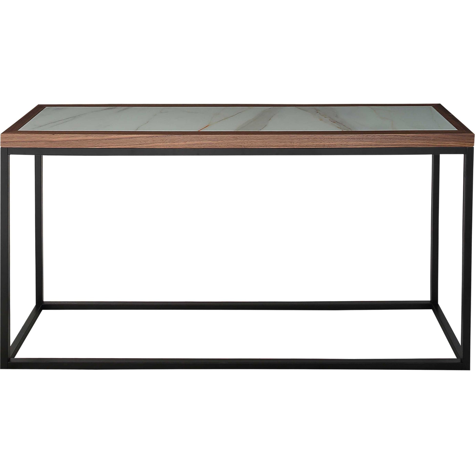 59" Brown White and Black Genuine Marble Frame Console Table-Console Tables-DECOROLALA