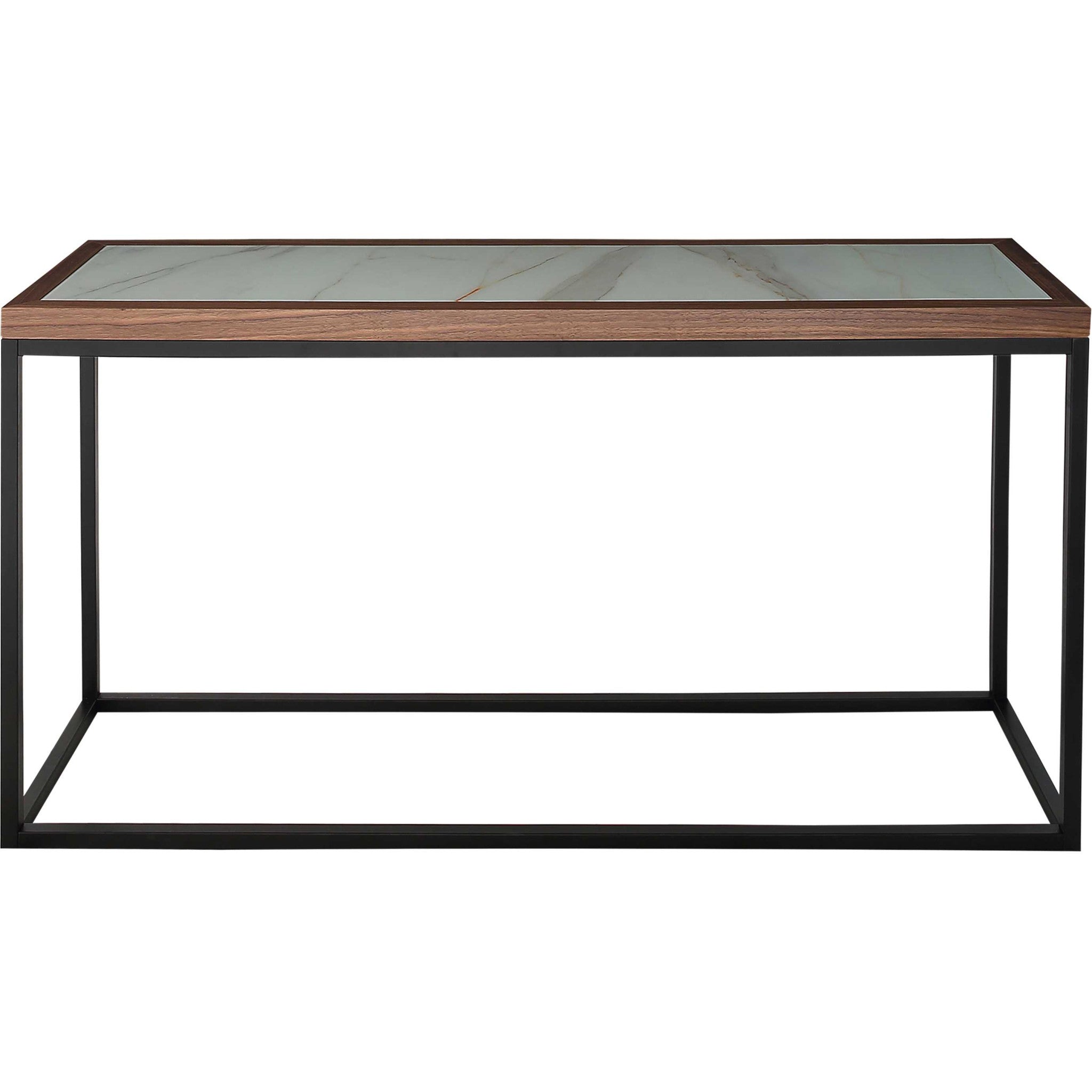 59" Brown White and Black Genuine Marble Frame Console Table-Console Tables-DECOROLALA