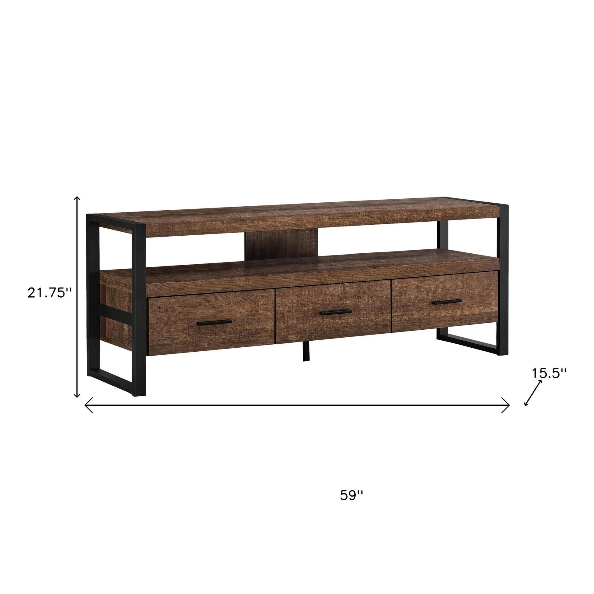 59" Brown and Black Cabinet Enclosed Storage TV Stand-TV Stands-DECOROLALA