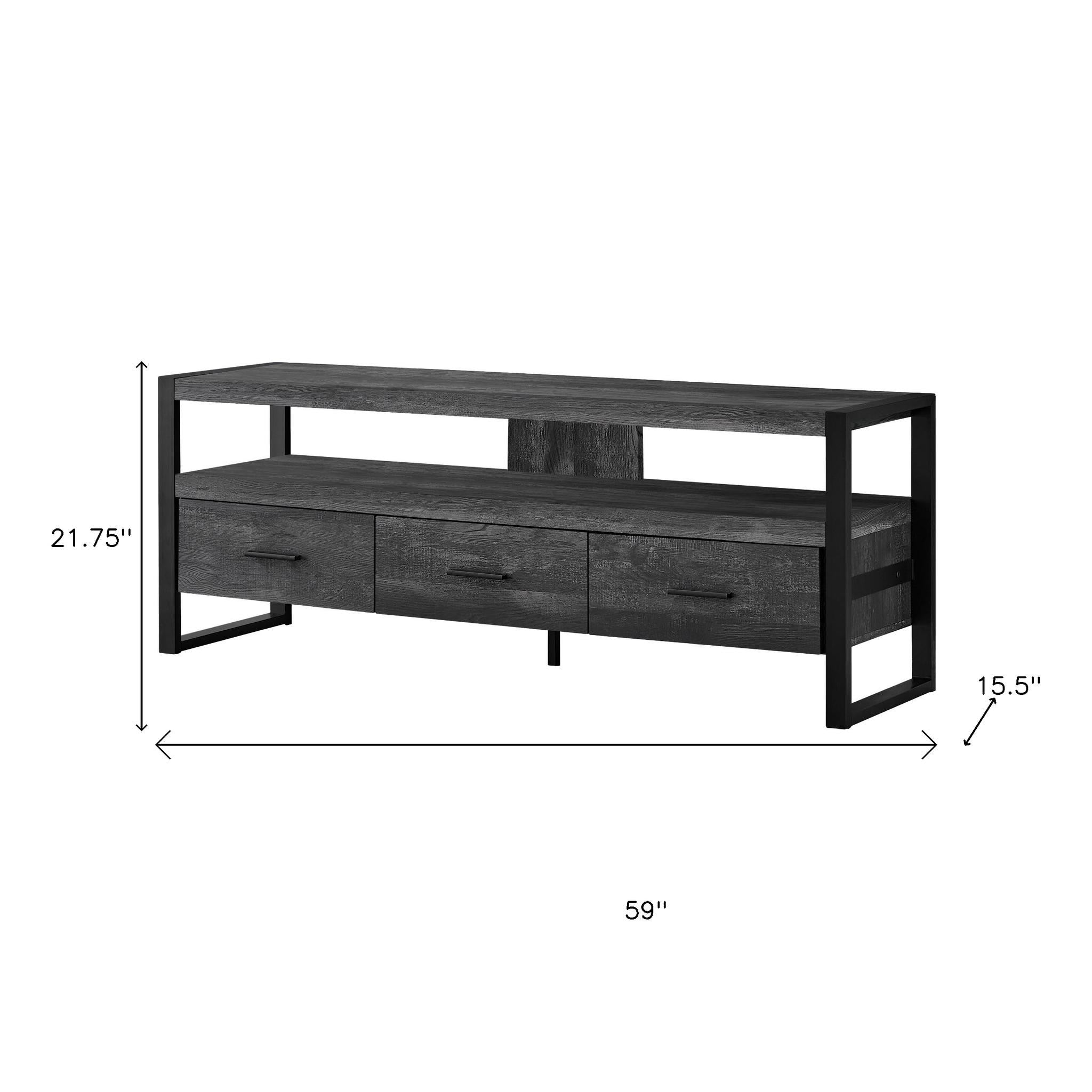 59" Brown and Black Cabinet Enclosed Storage TV Stand-TV Stands-DECOROLALA
