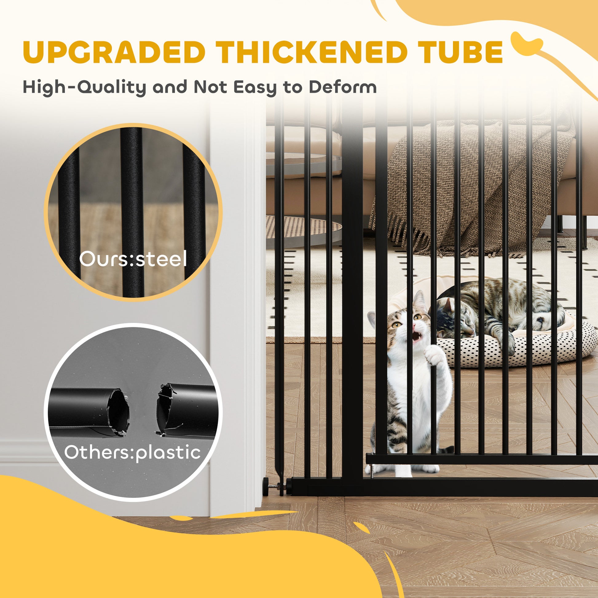 59" Extra Tall Cat Gate - Black Steel 30"-41" Wide-DECOROLALA