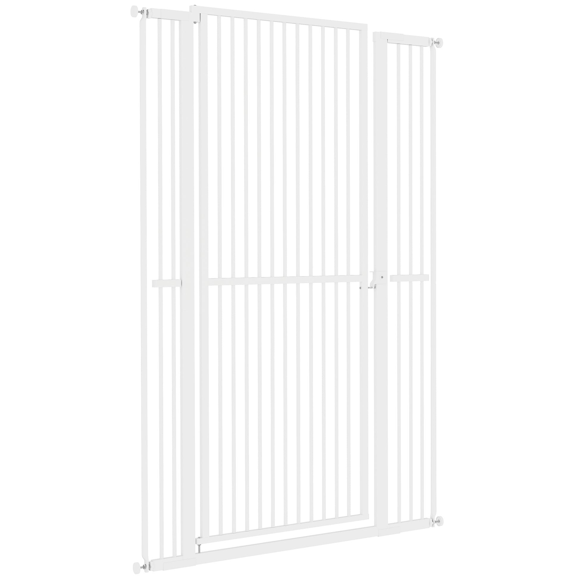 59" Extra Tall Cat Gate - White 30"-41" Wide Steel Pet Gate-DECOROLALA