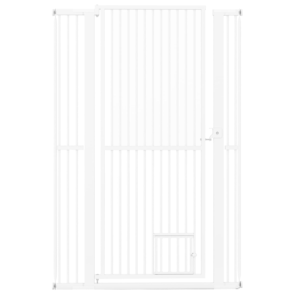 59” Extra Tall Pet Gate Heavy-Duty Metal Cat Gate with Wide Opening-White-Pet Gates-DECOROLALA